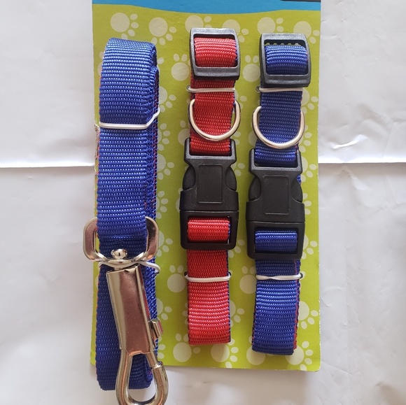 Dual-Colored Nylon Leash and Collars Set. - Picture 4 of 8
